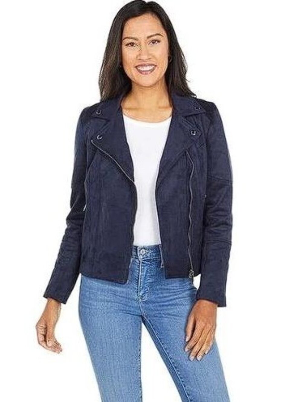 KUT FROM THE KLOTH Women's Dawn Quilted Moto Jacket Size L In Navy